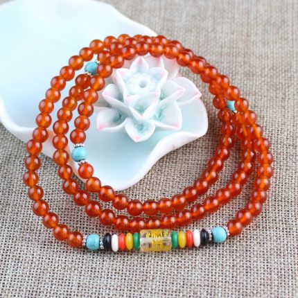 Imitated Red Agate Buddha Beads Bracelet